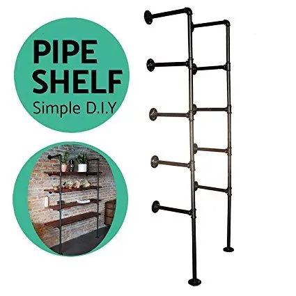 (Set of 2) 5 Layers Industrial Retro Iron Pipe Shelf Wall Hung Bracket DIY Storage Shelves Home Bar Shop Decor Bookshelf (Set of 2) 5 Layers Industrial Retro Iron Pipe Shelf Wall Hung Bracket DIY Storage Shelves Home Bar Shop Decor Bookshelf