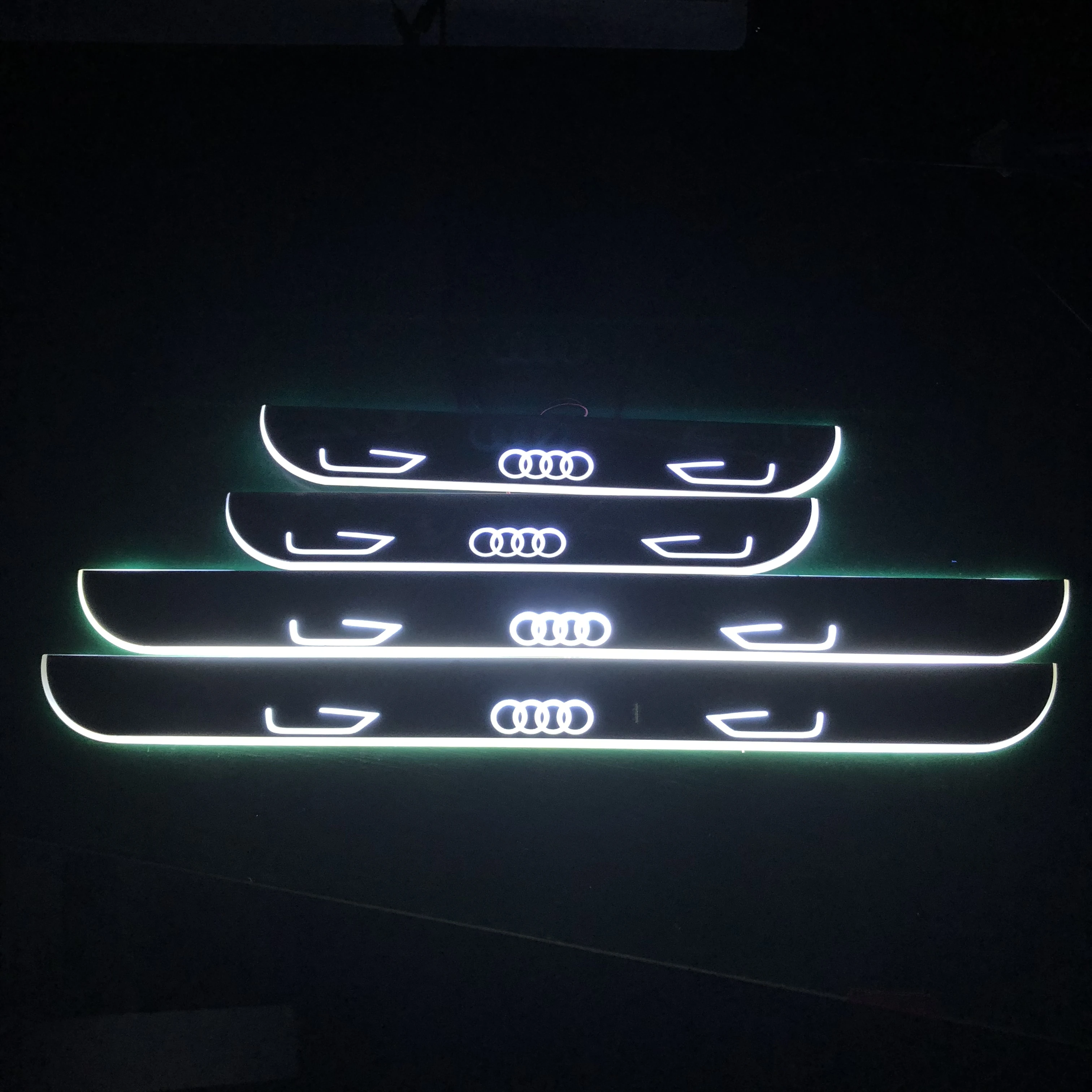 

RQXR led door sill plate for Audi series dynamic moving door scuff welcome light flat lining overlay Car accessories multi color