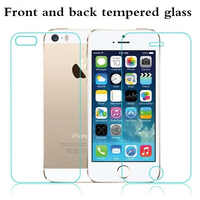 

2Pcs/Lot 0.3mm 2.5D Tempered Glass Screen Protector Front + Back For iPhone 5s 5 SE Explosion-Proof Protective Film For iPhone 5