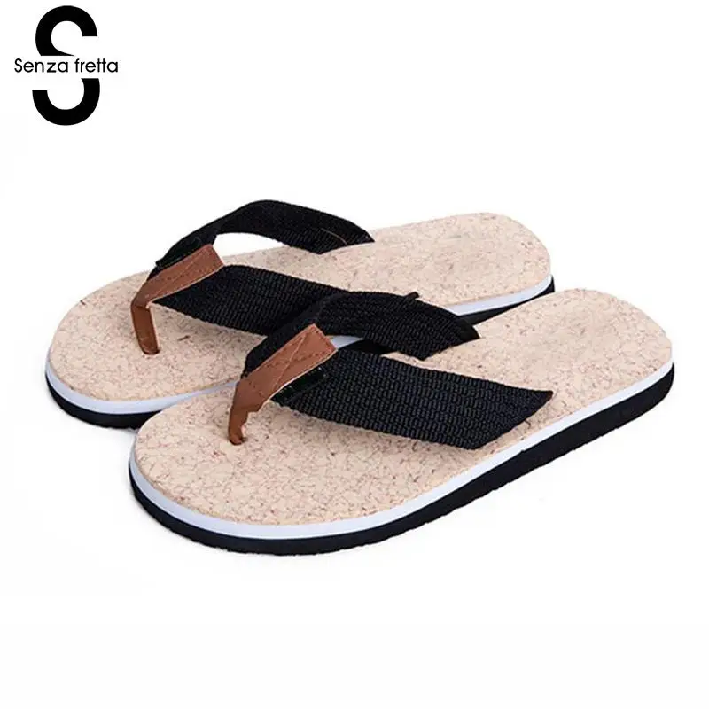 Senza Fretta 2018 Summer Beach Flip Flops Men Casual Flat Flip Flops Slippers Non-slip Slippers Beach Sandals Chinelos Homens