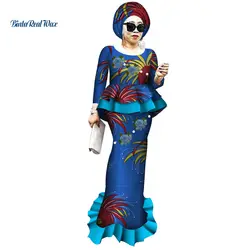 Африканская одежда Базен Riche Африканский топы и длинная юбка наборы для ухода за кожей печати лоскутное 2 шт. наряды женское Дашики костюмы