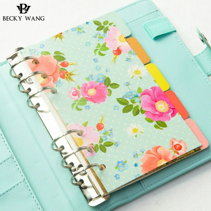 Washi Style Blossom Index Set For A5 A6 Spiral Notebook Replacement