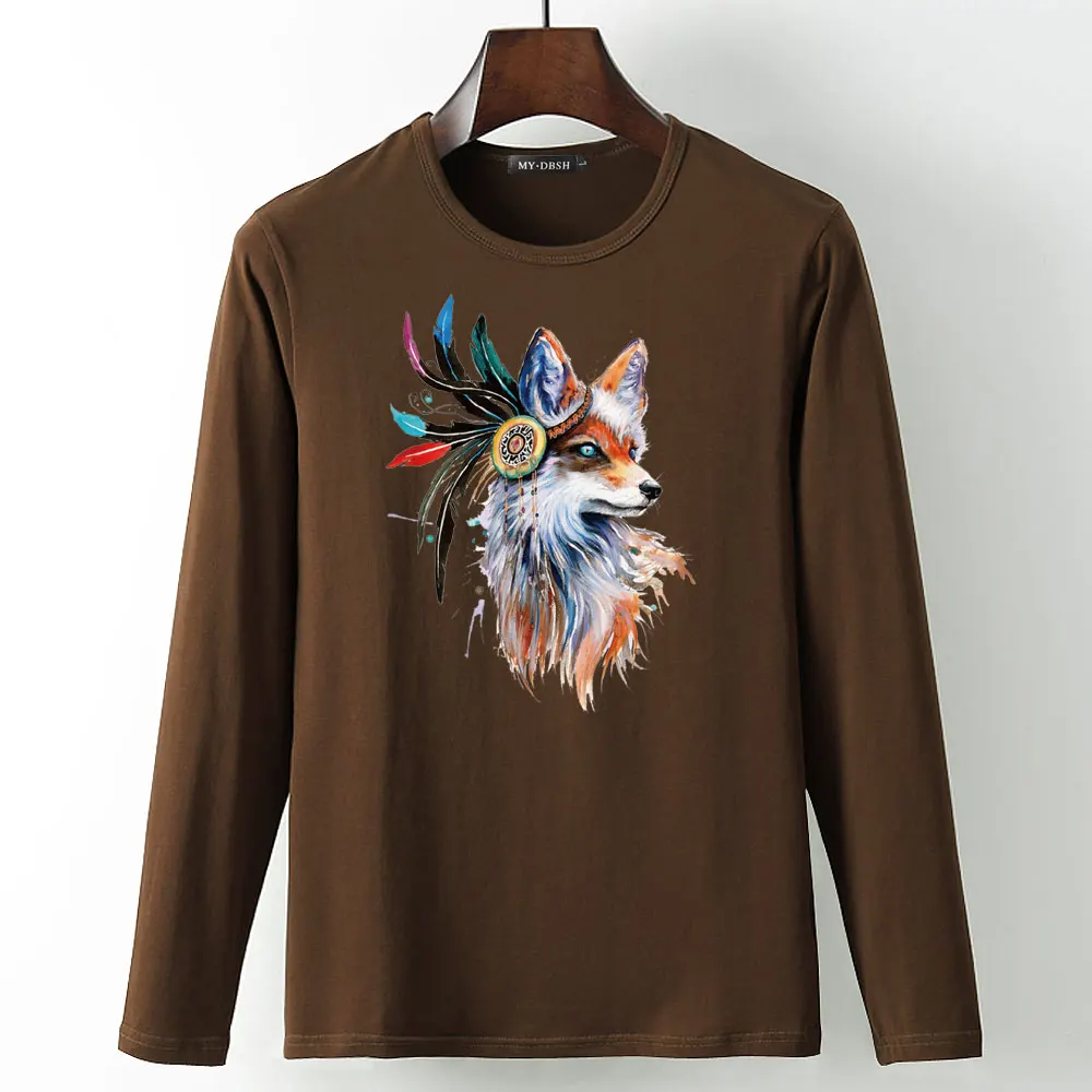 Fox By Pixie Cold Arts 3D мужские футболки с принтом/Женские повседневные Топы И Футболки модные Харадзюку мужские футболки с принтом лисы и животных акварелью - Цвет: O-Coffee