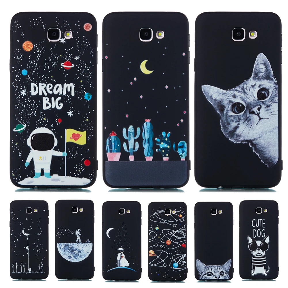 Силиконовый чехол для телефона Samsung j7 prime Galaxy J2 j5 j7prime звездное небо Луна Cat Мягкая
