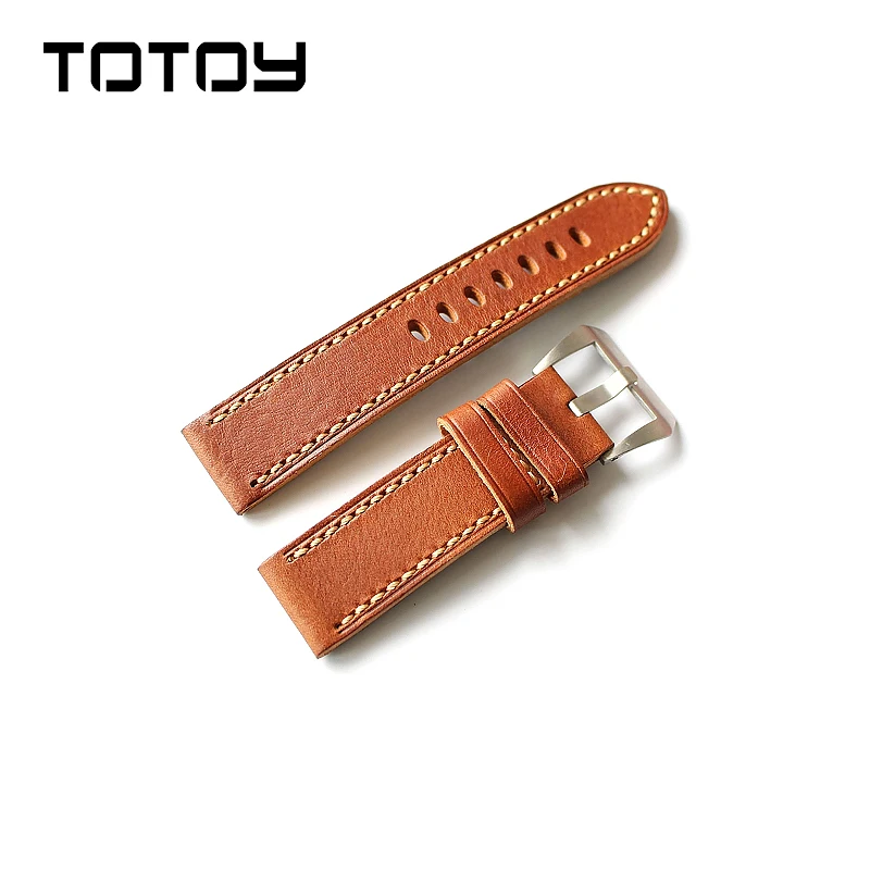 Totoy Итальянский растительного дубления кожи Ремешки 20 мм 24 26 Для мужчин Ретро