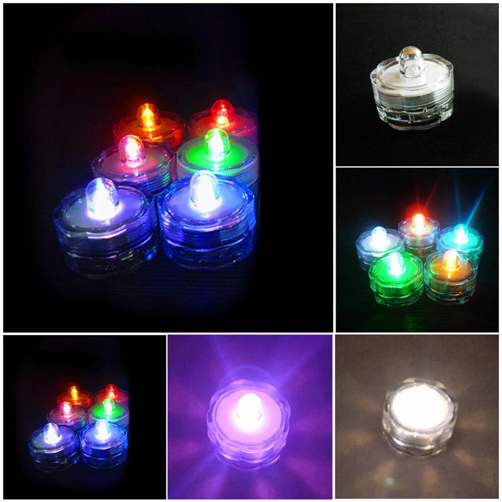12X Colorful Waterproof LED Tea Lights Flameless Candles Wedding Party