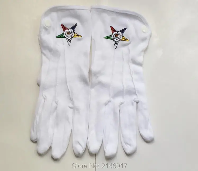 5 пар estern форме звезды вышивка кладки mitttens индивидуальные масонских рукавицы масонство Перчатки масоны отбеленный хлопок перчатки