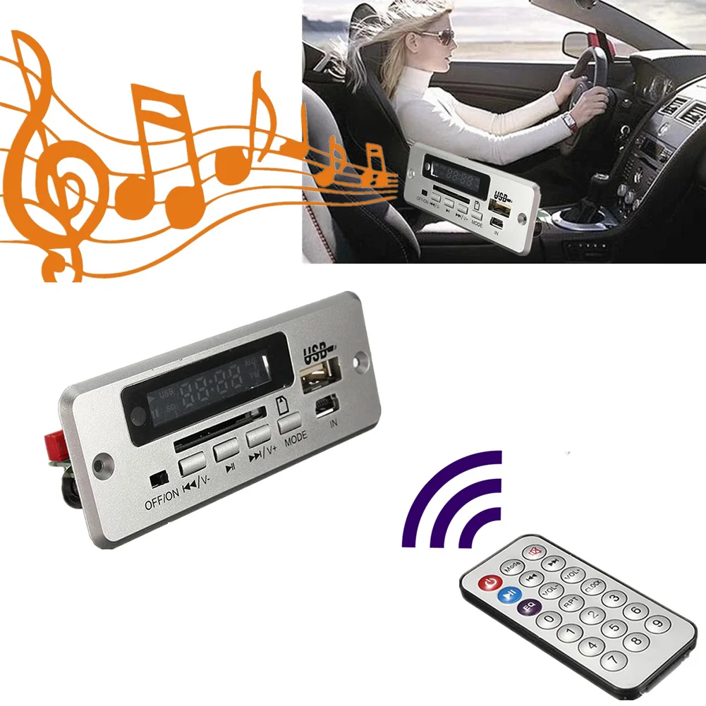 

12V Wireless USB Bluetooth Audio Decoder Aux Card For Car FM Radio Led MP3 Player Signal Module Board Digital