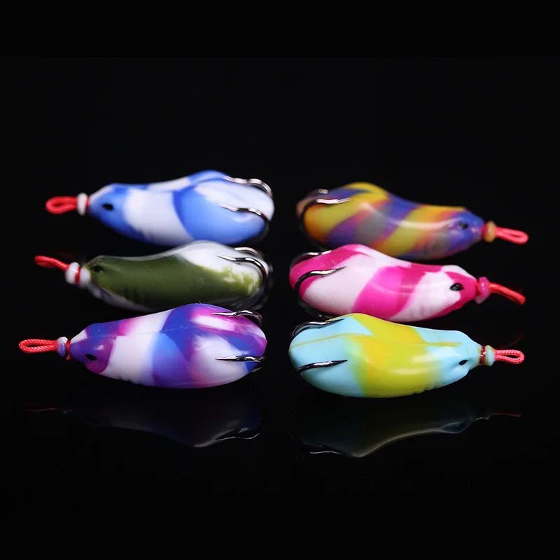 

6pcs/Lot fishing frog lures 2019 New soft frog lure 14g 6.4cm Mixedcolor snakehead frog lures Rubber MKaterial With Double Hook