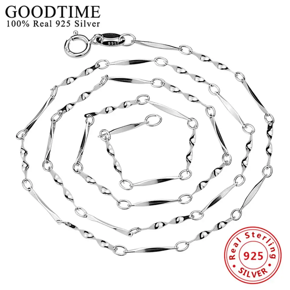 

Trendy 100% Pure 925 Sterling Silver Chain Jewelry Classic Twisted Chain Necklace Link Match With Pendant For Woman 40/45CM