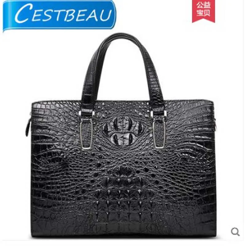 

Cestbeau crocodile leather men's bag multi-layer business casual leather one-shoulder bag men's carry briefcase