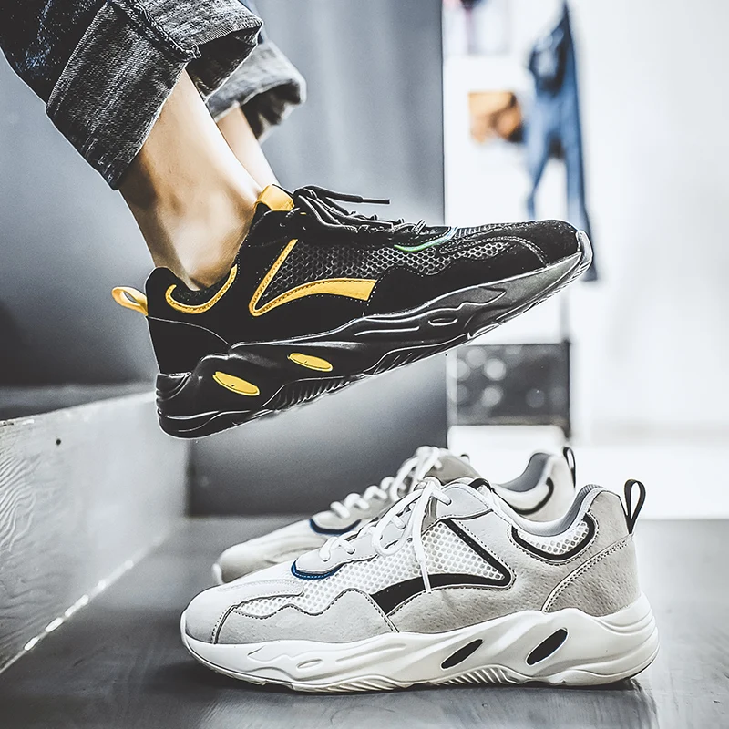 

Men Shoes Chunky Sneakers Men Lace-up Flat Casual Shoes Men Platform Sneakers Mixed Color Shoes Male Tennis Footwear K3-87