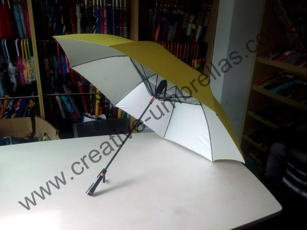 

Anti-rust,anti-thunder,50T metal shaft,all fiberglass,windproof electromotion golf fan umbrella for outdoor sport sunscreen