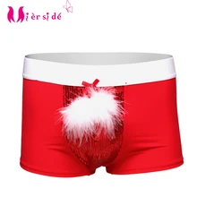 Mierside трусы, рождественское нижнее белье для мужчин, шорты для мальчиков, красный цвет, перо+ бисер, S/L/XL, костюмы на Хэллоуин для мужчин
