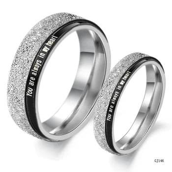 

Wholesale Fashion Frosted Pearl Sand Titanium Steel Couple Rings GJ146 Titanium Rings Free Shipping