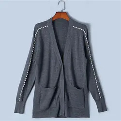 Tunjuefs дизайн Повседневное карманов женский кардиган пальто взлетно-посадочной полосы Болеро Демисезонный пиджаки Перл кардиганы с