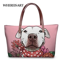 WHEREISART розовые сумки для молодых девушек цветочный питбуль 3D принт Роскошные дорожные сумки на плечо для женщин Высокое качество большая сумка-тоут