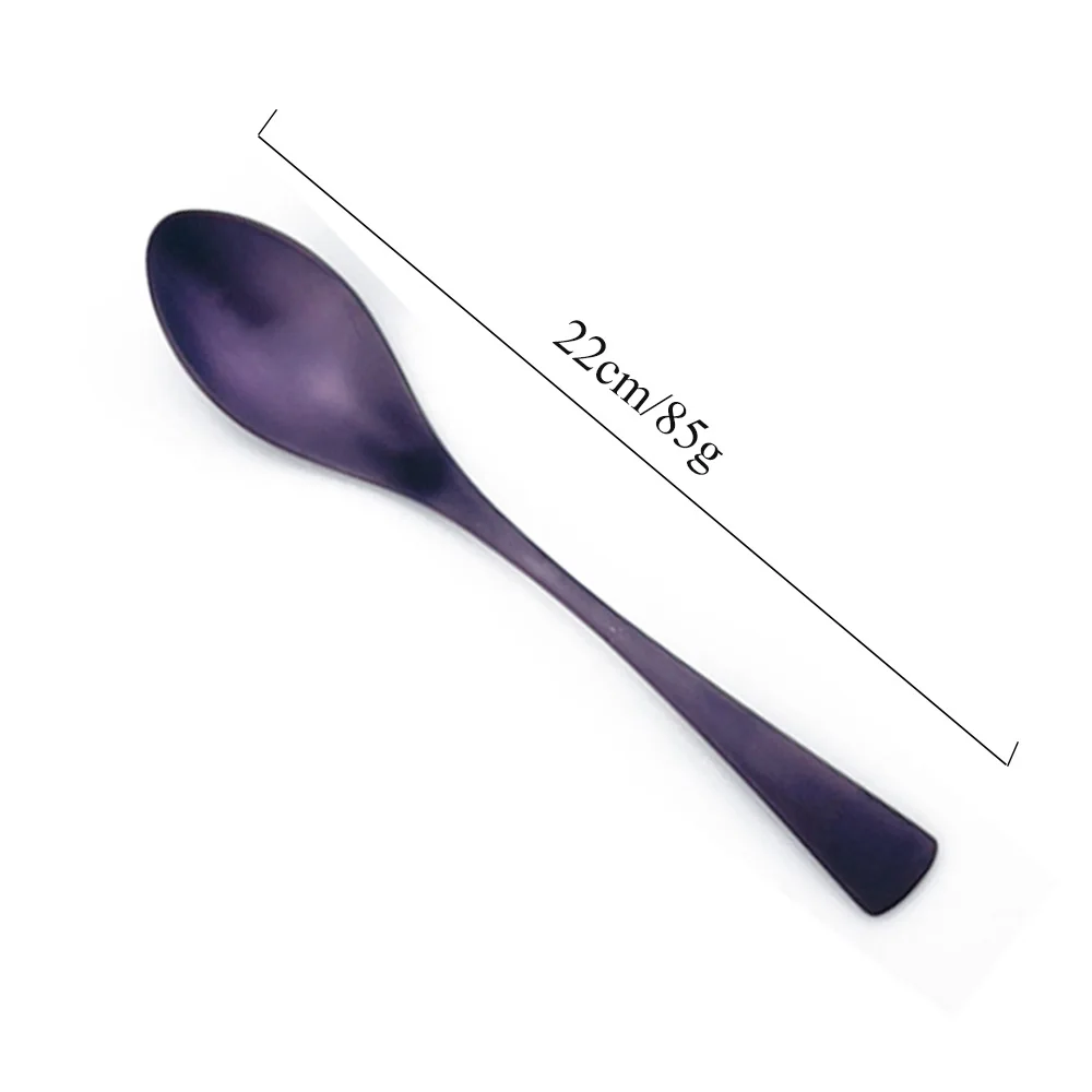 Дизайн Матовая фиолетовая столовая посуда 304 нержавеющая сталь набор столовых приборов ужин острый стейк ножи вилки чайная ложка посуда набор 1 шт - Цвет: Dinner Spoon