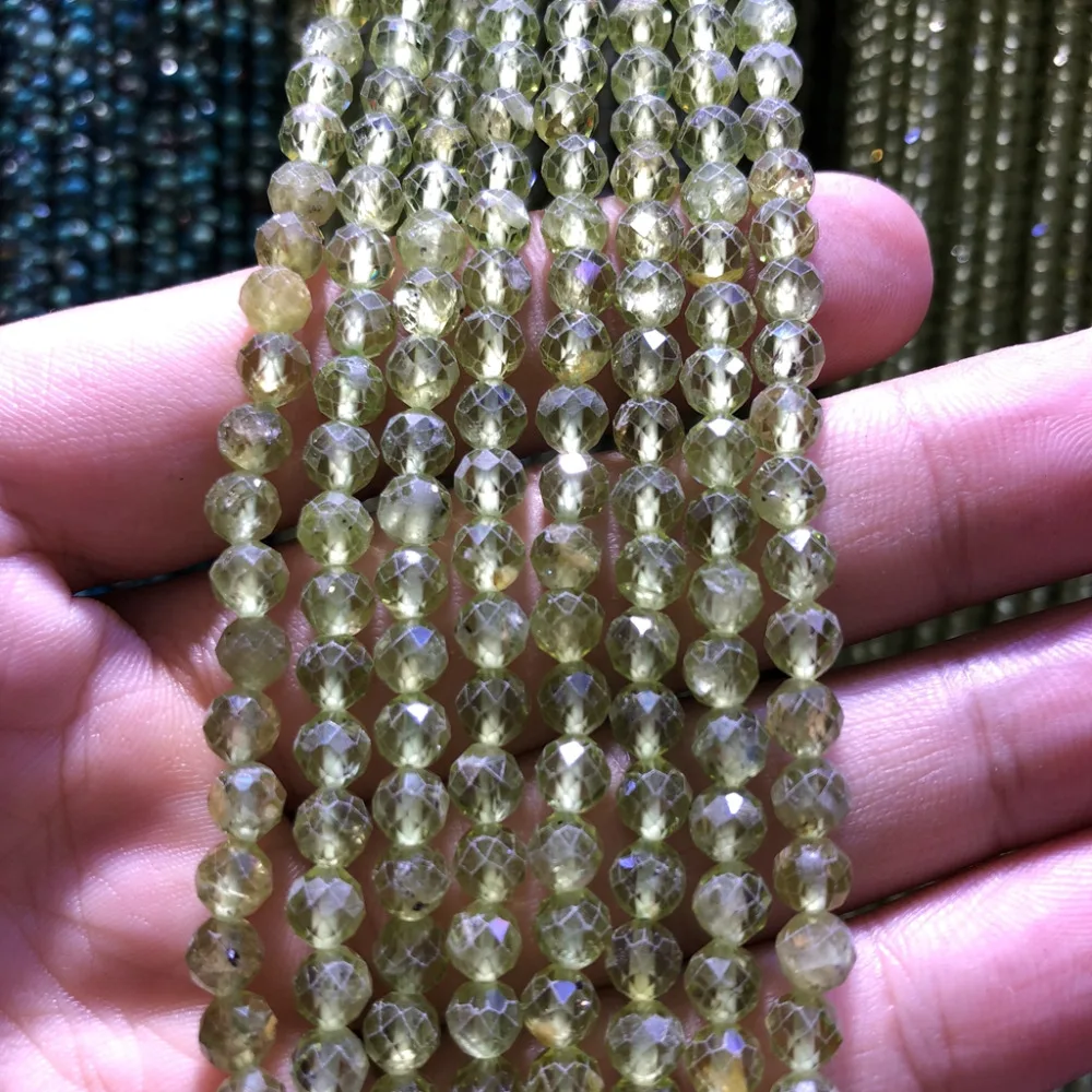 5 strings Lot Faceted Tiny Small Beads,Natural Peridot Beads 2mm 3mm Faceted Round Tiny Spacer Beads,15.5\