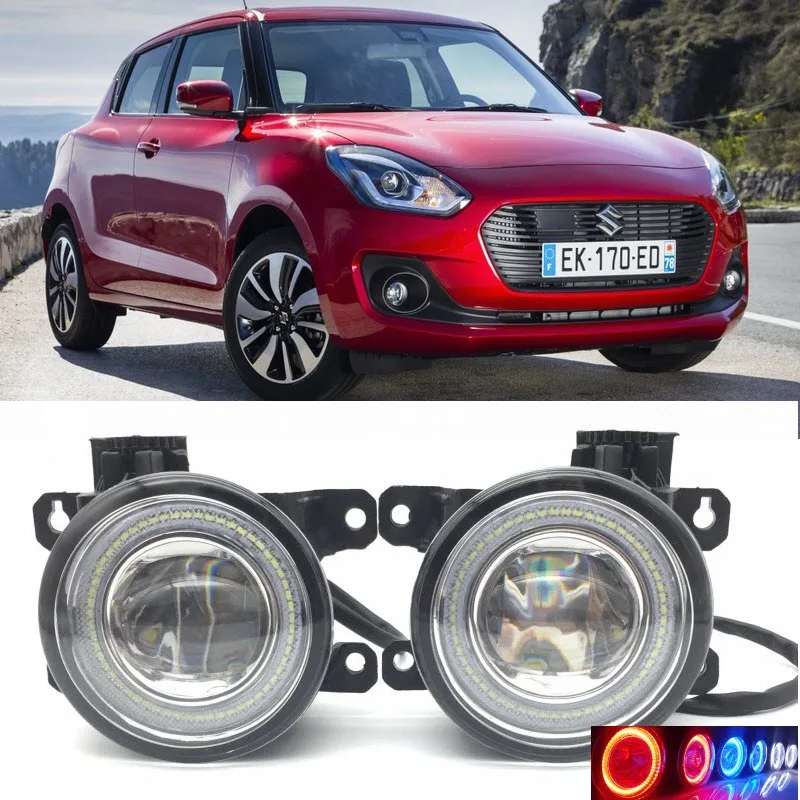 2 in 1 LED Angel Eyes DRL 3 Colors Daytime Running Lights Cut Line Lens