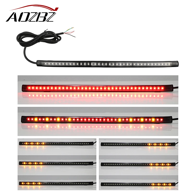 

AOZBZ Universal 12" Flexible 36-LED Car Motorcycle Strip Light Tail Brake Stop Light Bar Flowing Turn Signal Light Position Lamp