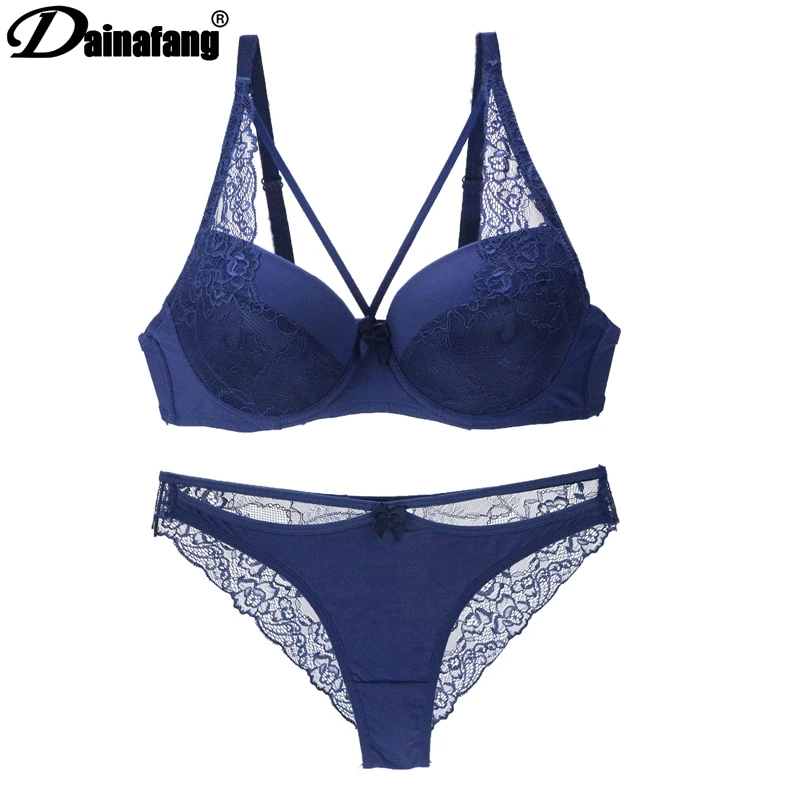 DAINAFANGNew sexy hollow products out T Hongs lingerie short dress BCD embroidered lace push women lingerie g-string dress pants