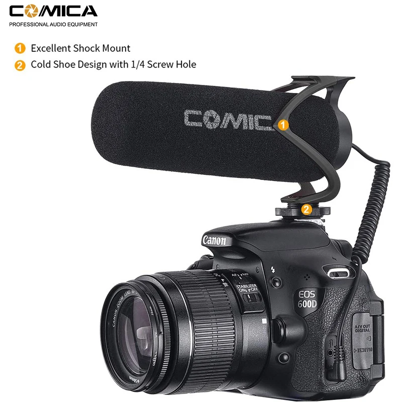 Comica CVM-V30 Lite Video Recording Mic On Camera / Phone Microphone for Canon Nikon Sony DSLR Camcorder For iPhone Samsung S10