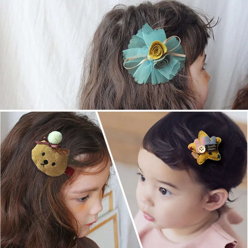 10PCS New Girls Hair Accessories Set Cartoon Hair Clips Flower Hair ...