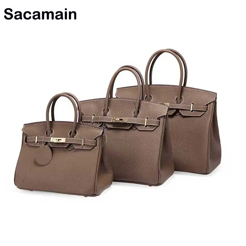 

Sacamain Brand Women's Padlock Handbags Soft 100% Genuine Leather Shoulder Bags Women Leather Handbag Cowskin Leather Bags Sac