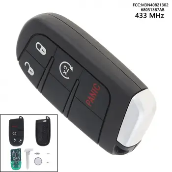 

4 Buttons 433MHz Keyless Uncut Flip Remote Key Fob Transmitter Push Start Fobik M3N40821302 68051387AB for Dodge