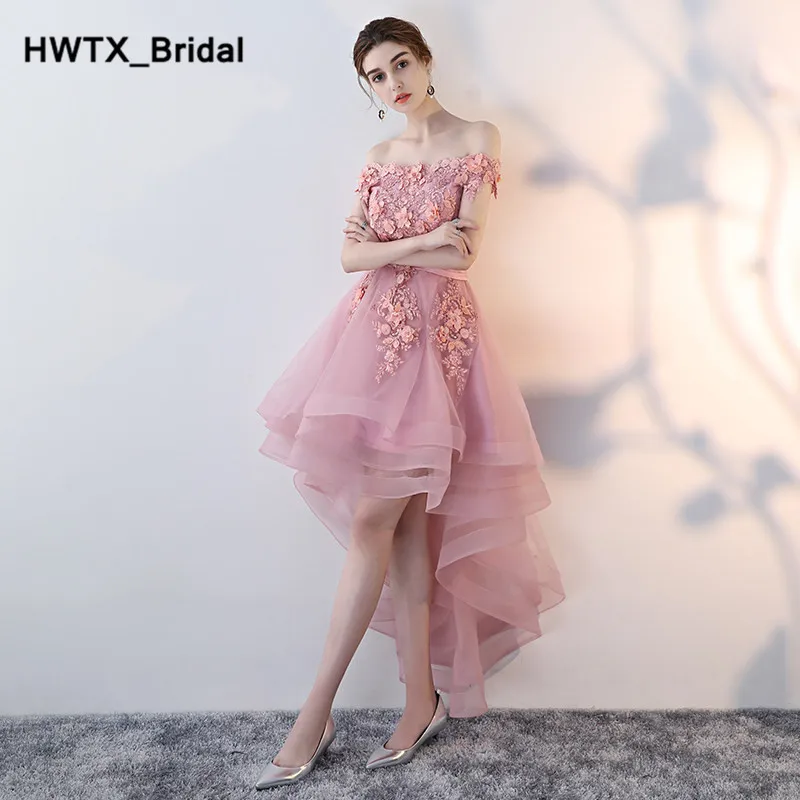 

Hi-low Bridesmaid Dresses2018 Off Shoulder Front Short Long Back Dress For Wedding Party Cheap Plus Size Robe De Mariee