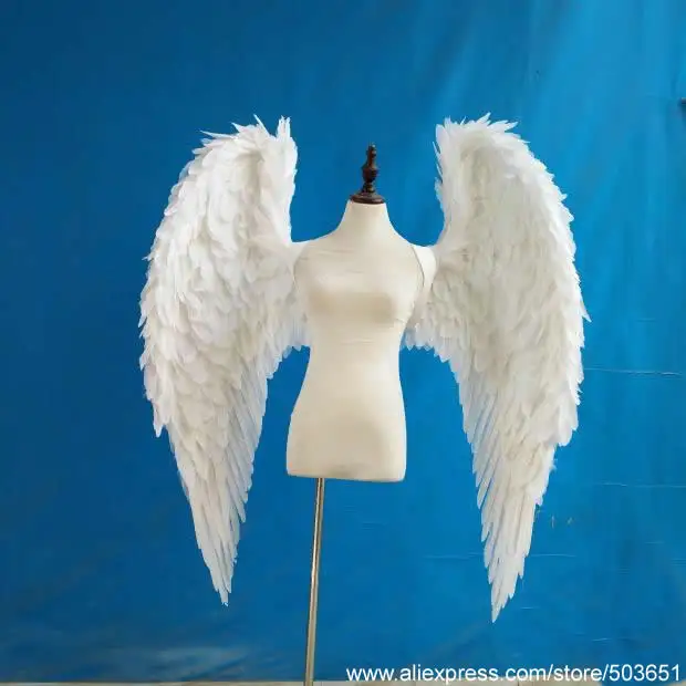 

Free shipping High quality white angel wings nice feather handicrafts beautiful birthday gifts Cosplay show props