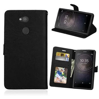 

20pcs/lot Crazy horse 3 card+photo frame PU leather cell phone cover case for Sony Xperia L1 L2 L3 wallet cover case
