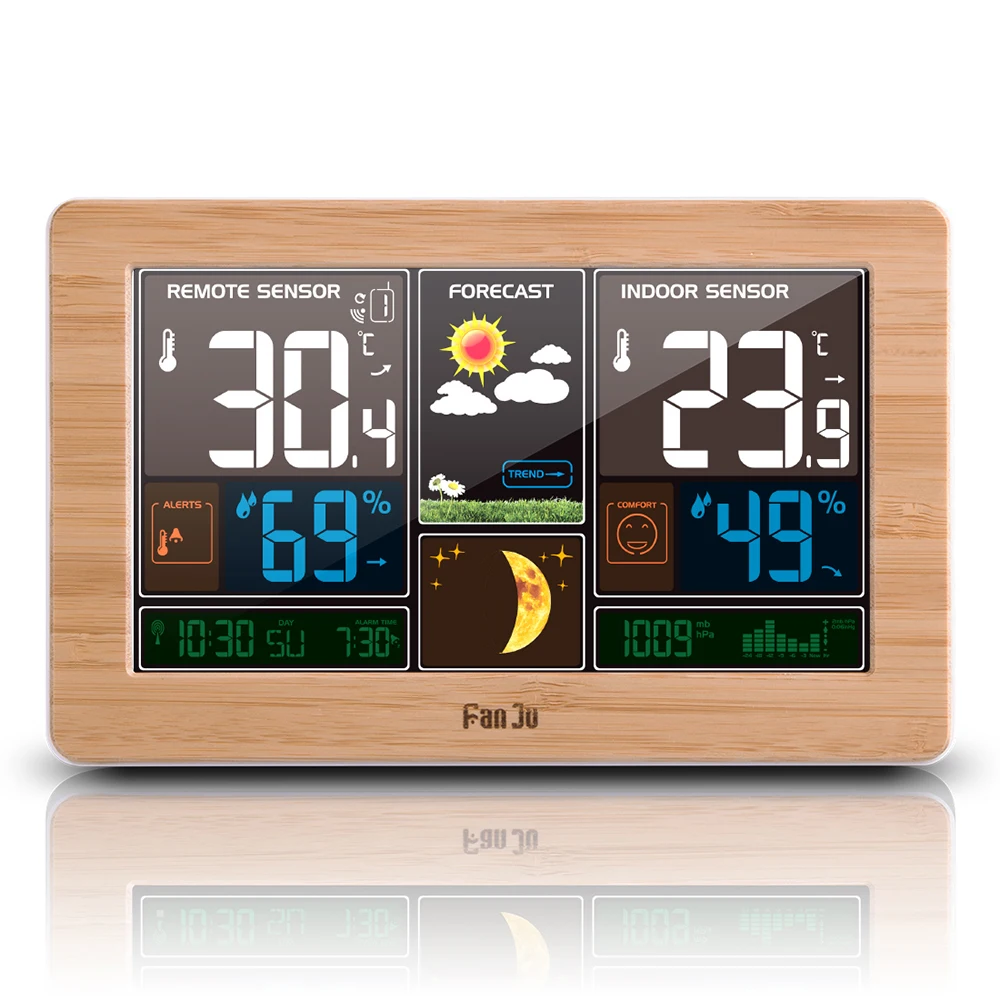 

Wireless Weather Station Color Digital Clock Temperature Humidity Sensor Thermometer Forecast Desk Table LCD Alarm Clock