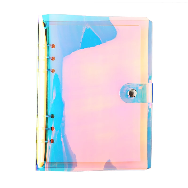 

A5 A6 PVC Loose Paper Notebook 90 Sheets Transparent Pearlized Shiny Cover 6 Holes Pearl Color