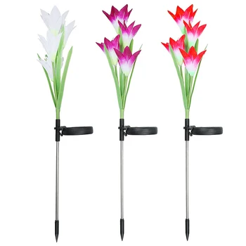 

3 pcs/Set Solar Power Light Flower Lily Stakes Outdoor LED Garden Light for Night Lighting