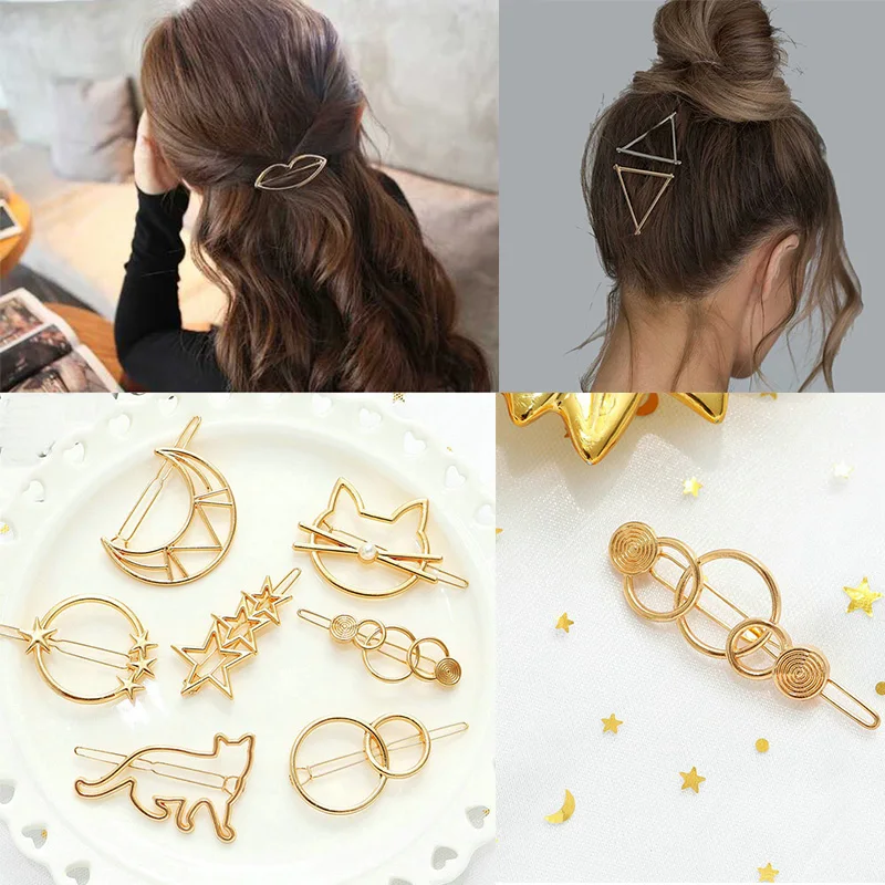 

40 Styles Hair Clips Moon Round Star Heart More Hair Clip Grips Accessories Fashion Women Girls Hairpins Support DropShipping