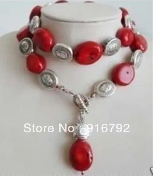 

Pretty true Nepal Silver red coral necklace 30