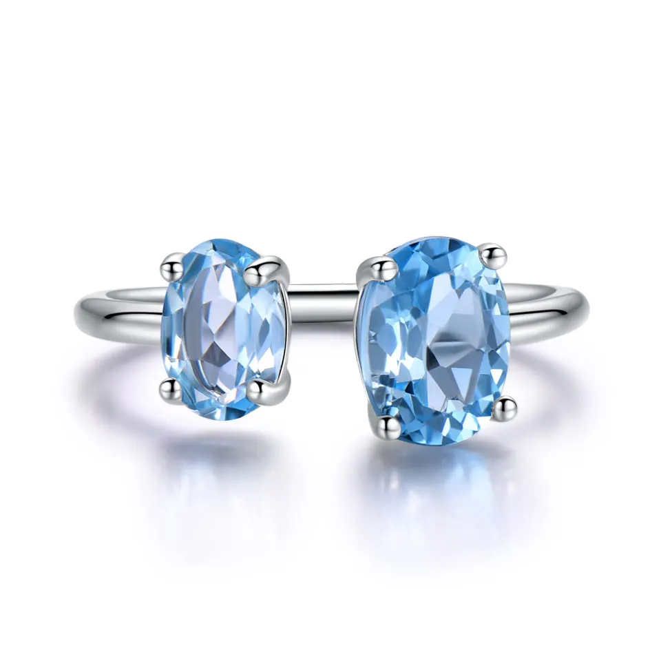 UMCHO 10.7ct Natural Sky Blue Topaz Gemstone Rings for Women Solid 925 Sterling Silver Engagement Adjustable Ring Fine Jewelry