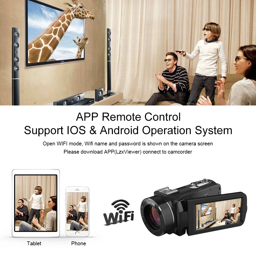 Ordro Портативная Цифровая видеокамера HDV Z20 1080p 30fps FHD встроенный WIFI Пульт