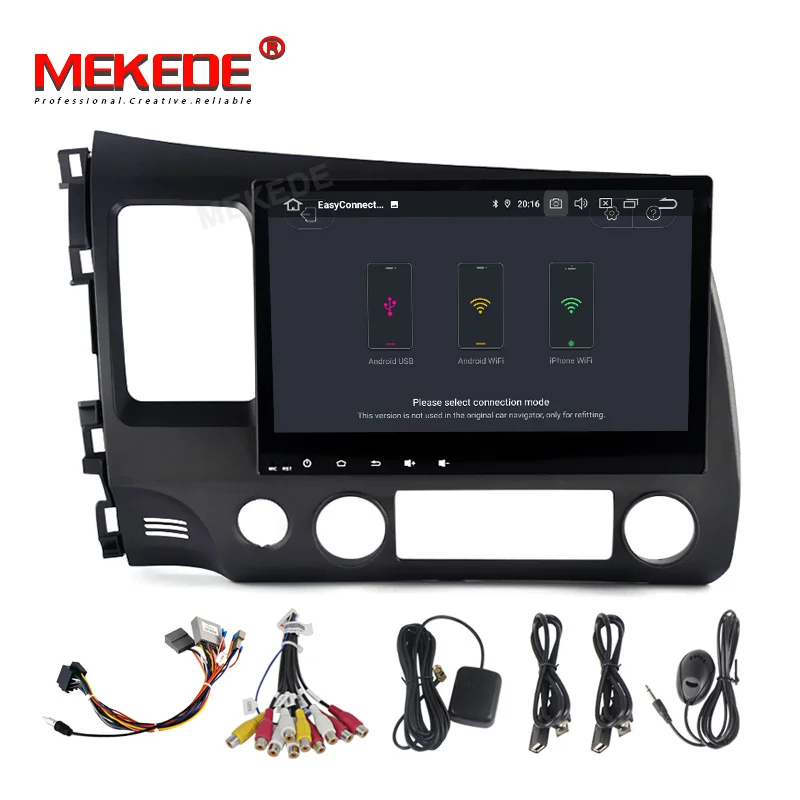 Best Mekede 10.1 Inch 2Din Android 9.0 Car Radio Quad-Core HD 1024*600 Tochscreen GPS Multimedia Player For 2006-2011 Honda Civic 5
