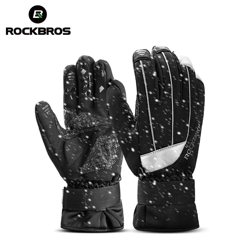 

ROCKBROS Mens Ski Gloves Waterproof Anti-slip Touch Screen Skiing Snowboard Gloves Winter Warm Cotton Soft Sport Bicycle Gloves
