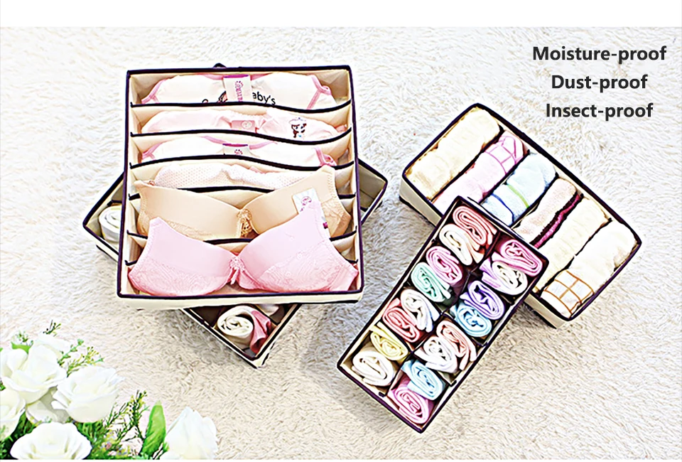 Foldable Organizer For Underwear Bra Socks Storage Box Multi Size Storage Bag Underwear Organizer Drawer Divider 8
