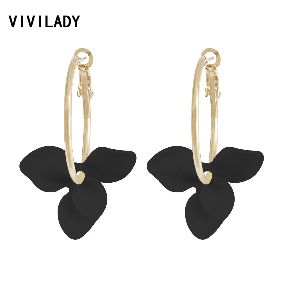 VIVILADY классический 3 см, с цветочным принтом и круглым серьги в виде колец, Для женщин завод эмаль Brincos, можно носить в стиле бохо, свадебные украшения женская одежда, одежда для дня рождения вечерние подарки