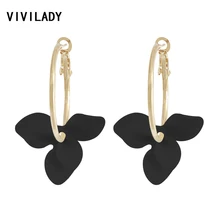 VIVILADY классический 3 см, с цветочным принтом и круглым серьги в виде колец, Для женщин завод эмаль Brincos, можно носить в стиле бохо, свадебные украшения женская одежда, одежда для дня рождения вечерние подарки