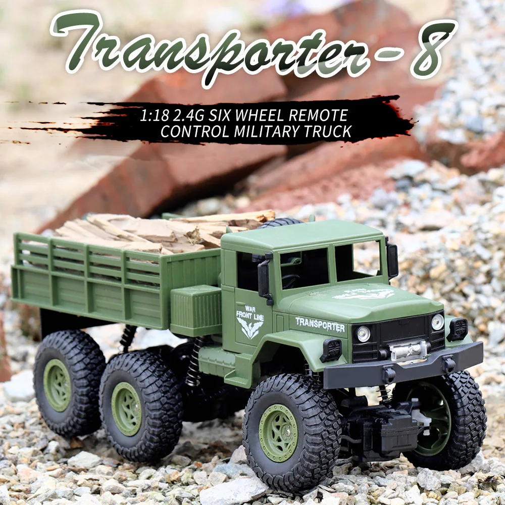 

JJRC Q69 2.4GHz 6WD 1:18 Remote Control Military Truck 6 Wheel Drive Off-Road RC Truck Model Remote Control Climbing Car
