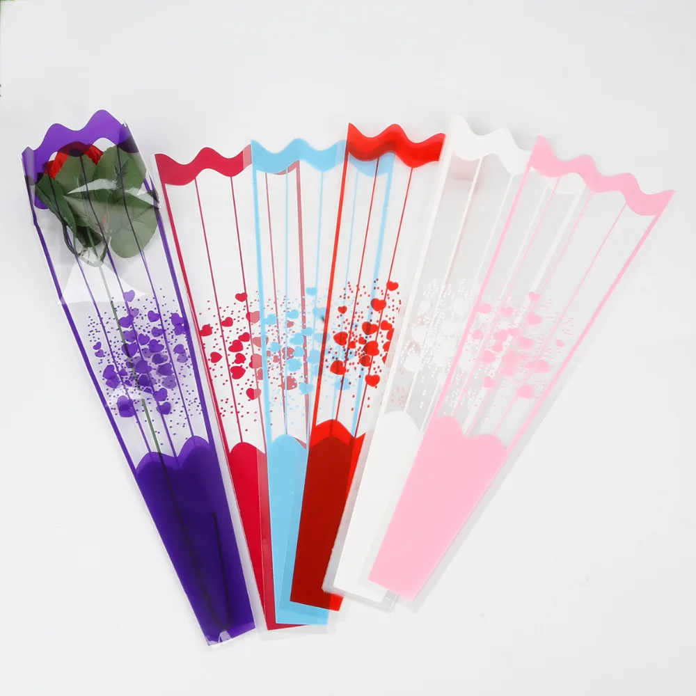 

100pcs/lot Wrapping Transparent OPP Chinese Style Gift Packaging Poly Bag for Rose Flower Rose Bouquet Floral Packaging 11*37
