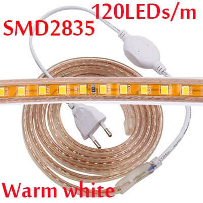 2835 120leds WW 240 светодиодный s/m Светодиодные ленты SMD 5730 2835 5050 5630 220V 240V Водонепроницаемый светодиодный лента веревка светильник RGB теплый белый украшения дома светильник ing - Испускаемый цвет: 2835 120leds WW