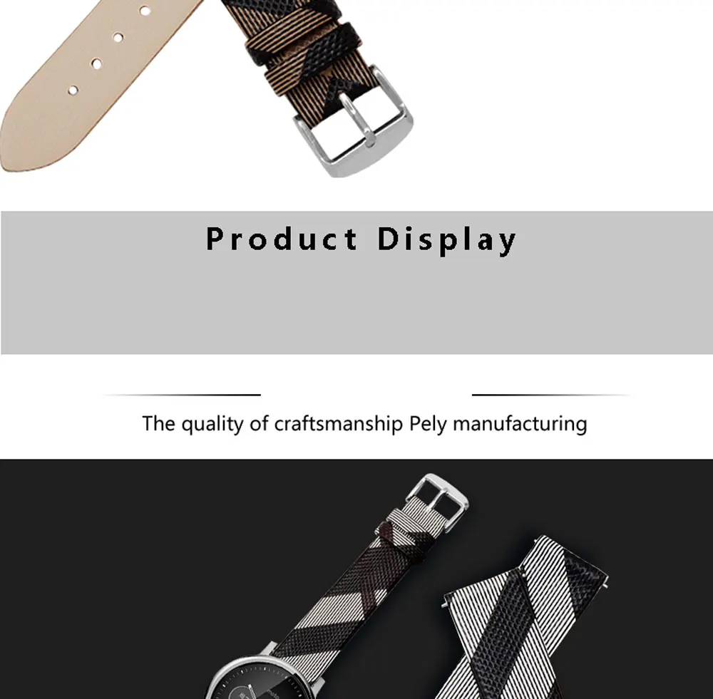 PEIYI ремешок для часов из натуральной кожи 16 мм 20 мм 22 мм неправильный сетчатый ремень для moto 360 для мужчин и женщин