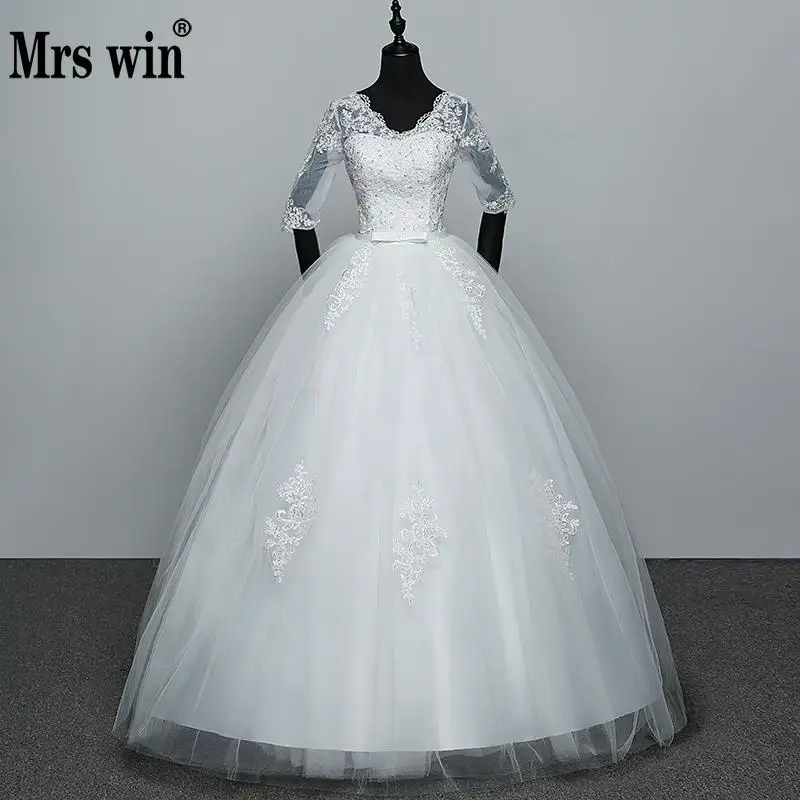 US $38.16 Wedding Dresses Hot Sale Elegant Princess Adjust Lace Three Quarter Sleeve Bridal Gowns Vestidos De Noiva Plus Size